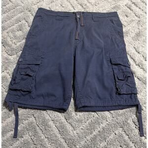 Match Cargo Shorts Casual Outdoor Utility Navy Blue Cotton Blend Mens 36 x 11"
